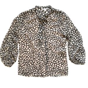 Diane Von Furstenberg  Bairly Louche Silk Blouse Black Cream Tie neck Bow size 8